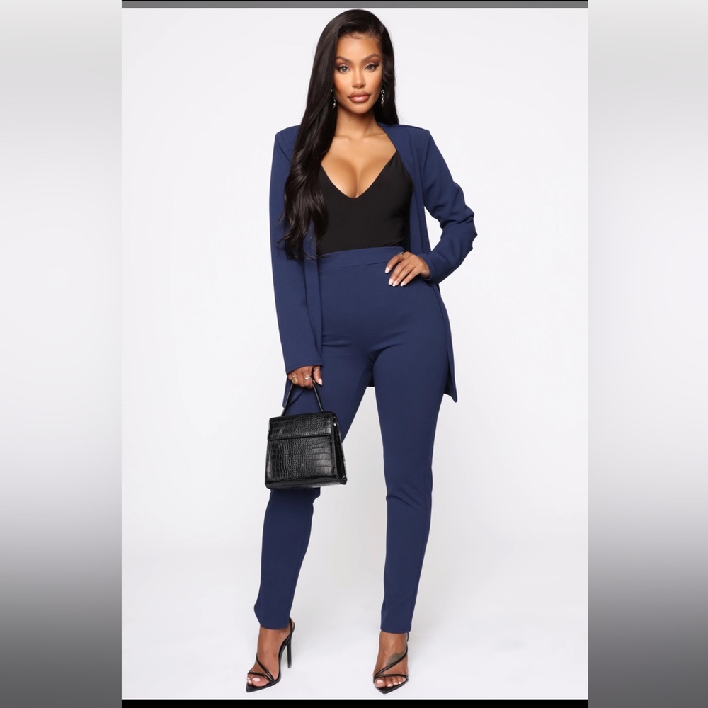 Navy blue pantsuit